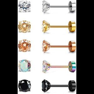 20G Hypoallergenic Flat Back Earrings for Women Men Surgical Steel Stud Earrings